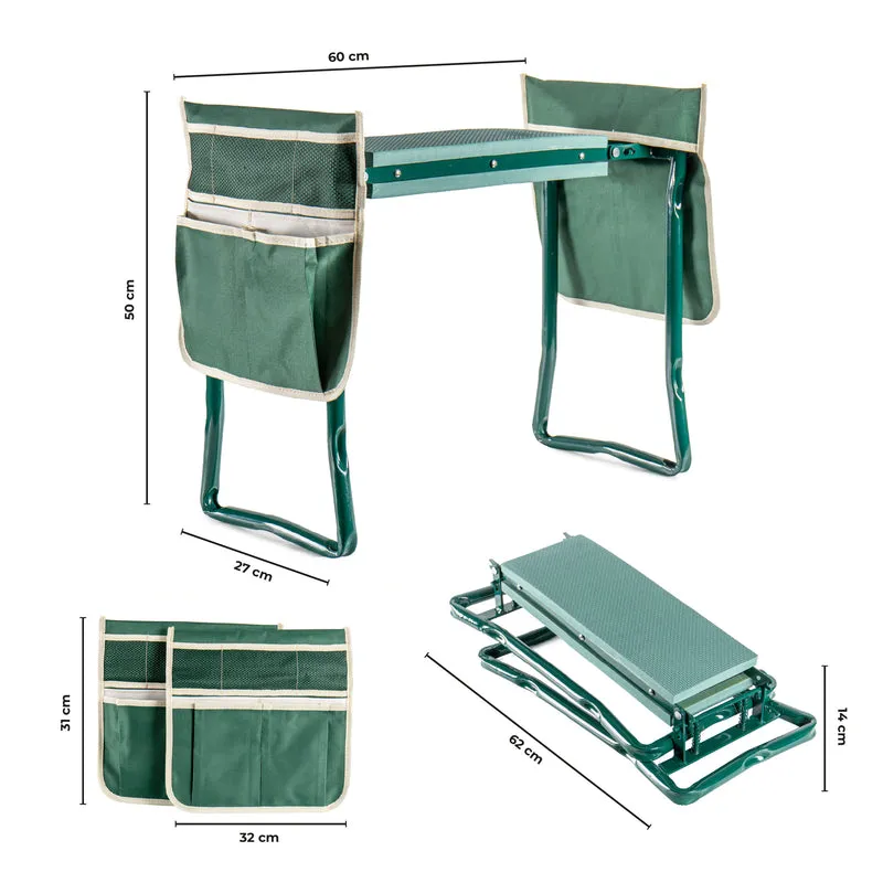 Sgabello Inginocchiatoio da Giardino Pieghevole con Tasche Porta Attrezzi Il Gruppone