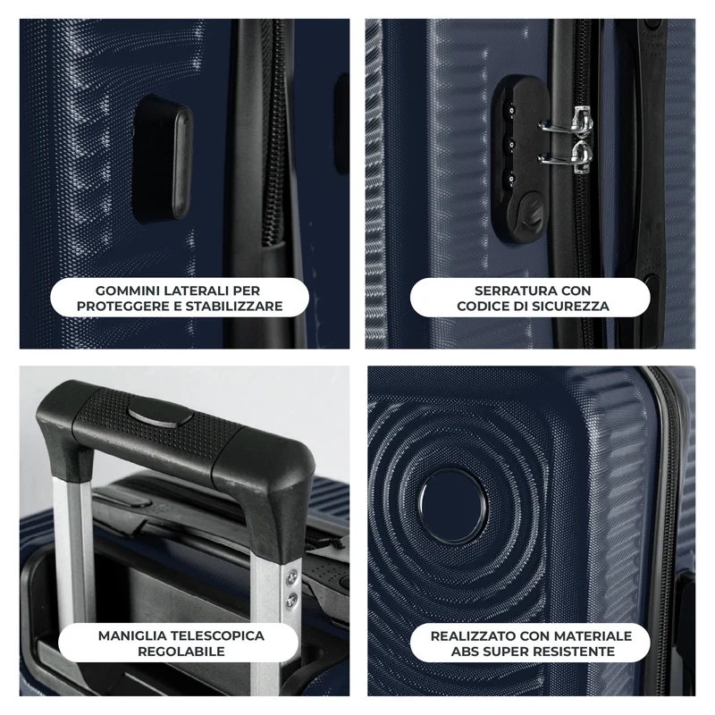 Trolley Bagaglio Mano Rigido Ultraleggero In Abs Con 4 Ruote Il Gruppone