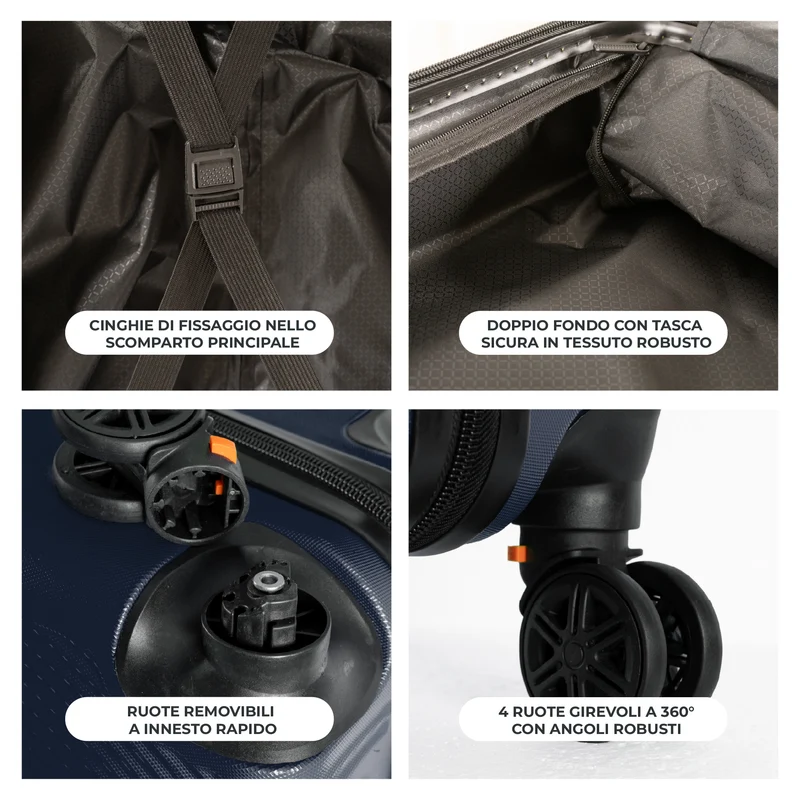 Trolley Bagaglio Mano Rigido Ultraleggero In Abs Con 4 Ruote Il Gruppone