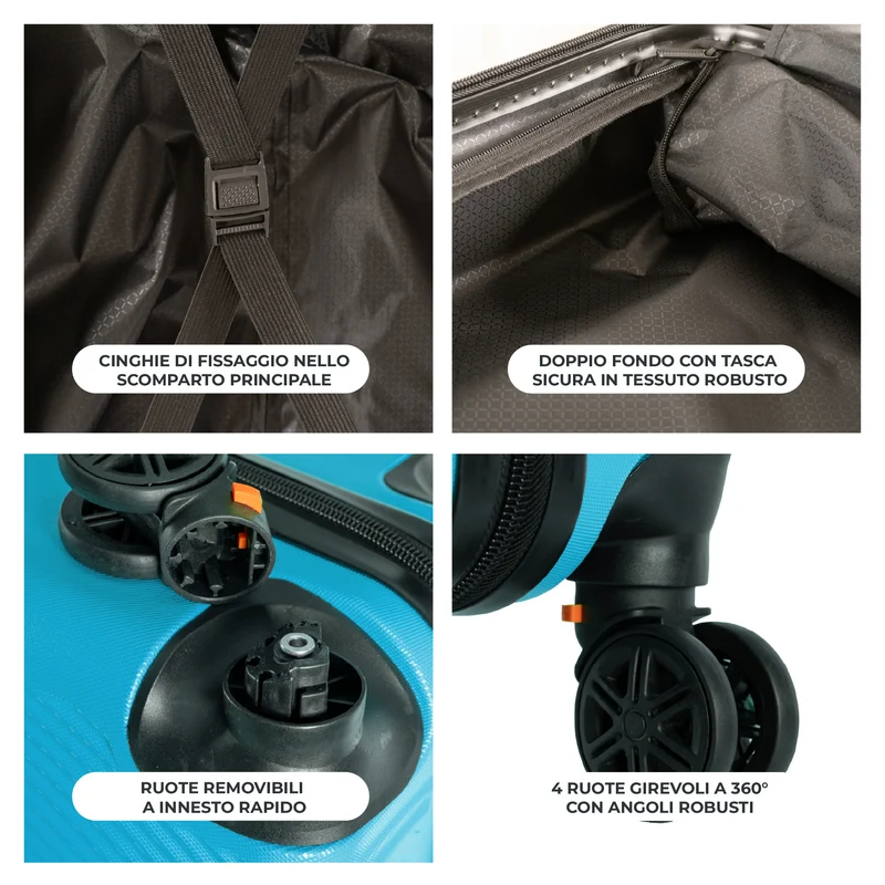 Trolley Bagaglio Mano Rigido Ultraleggero In Abs Con 4 Ruote Il Gruppone