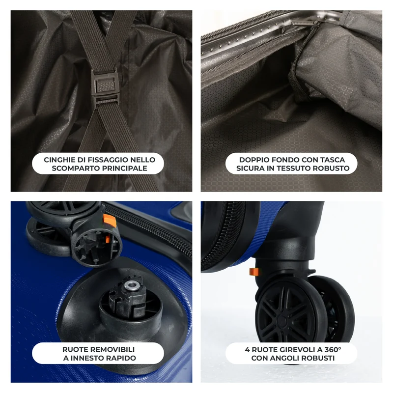 Trolley Bagaglio Mano Rigido Ultraleggero In Abs Con 4 Ruote Il Gruppone