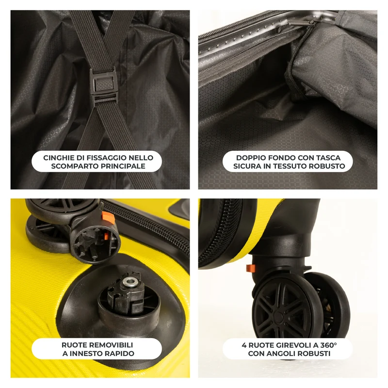 Trolley Bagaglio Mano Rigido Ultraleggero In Abs Con 4 Ruote Il Gruppone