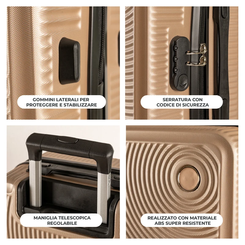 Trolley Bagaglio Mano Rigido Ultraleggero In Abs Con 4 Ruote Il Gruppone