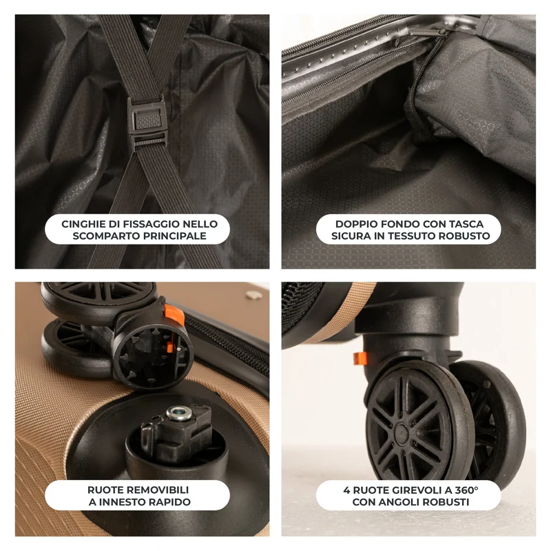 Trolley Bagaglio Mano Rigido Ultraleggero In Abs Con 4 Ruote Il Gruppone