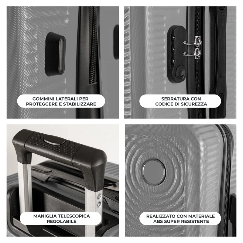 Trolley Bagaglio Mano Rigido Ultraleggero In Abs Con 4 Ruote Il Gruppone