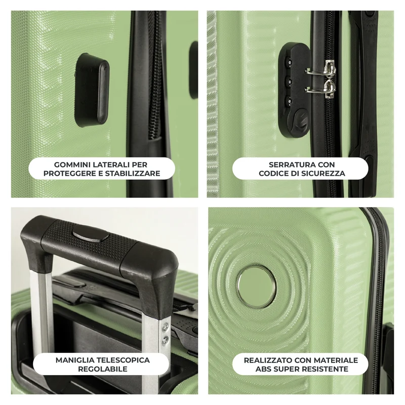Trolley Bagaglio Mano Rigido Ultraleggero In Abs Con 4 Ruote Il Gruppone