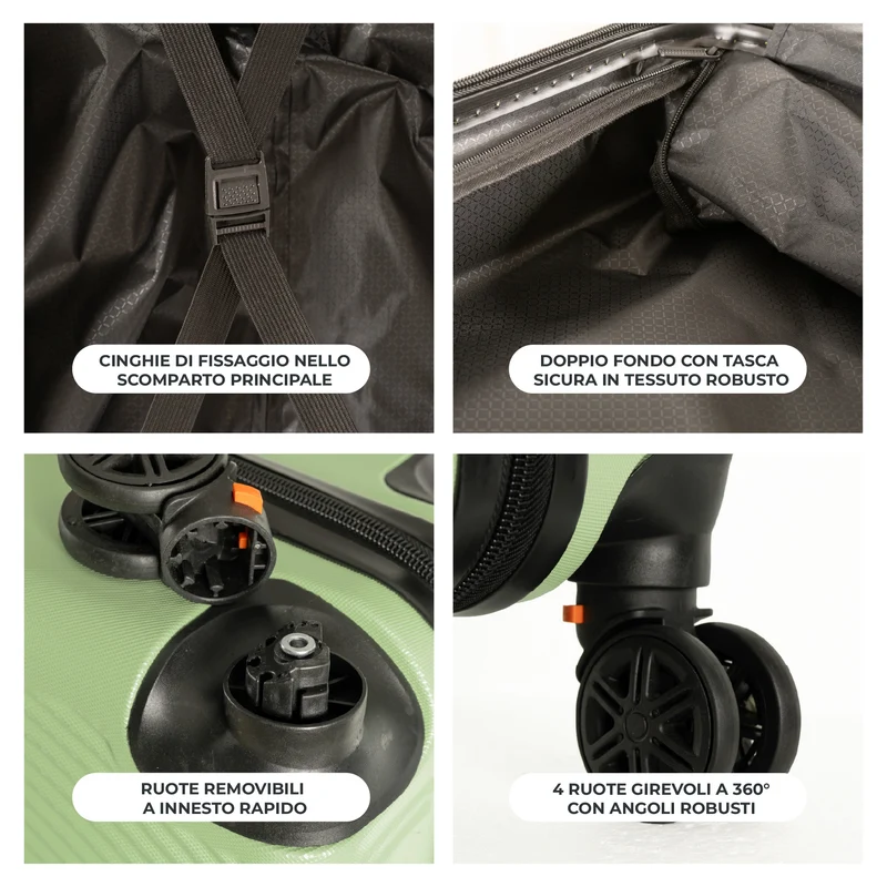 Trolley Bagaglio Mano Rigido Ultraleggero In Abs Con 4 Ruote Il Gruppone