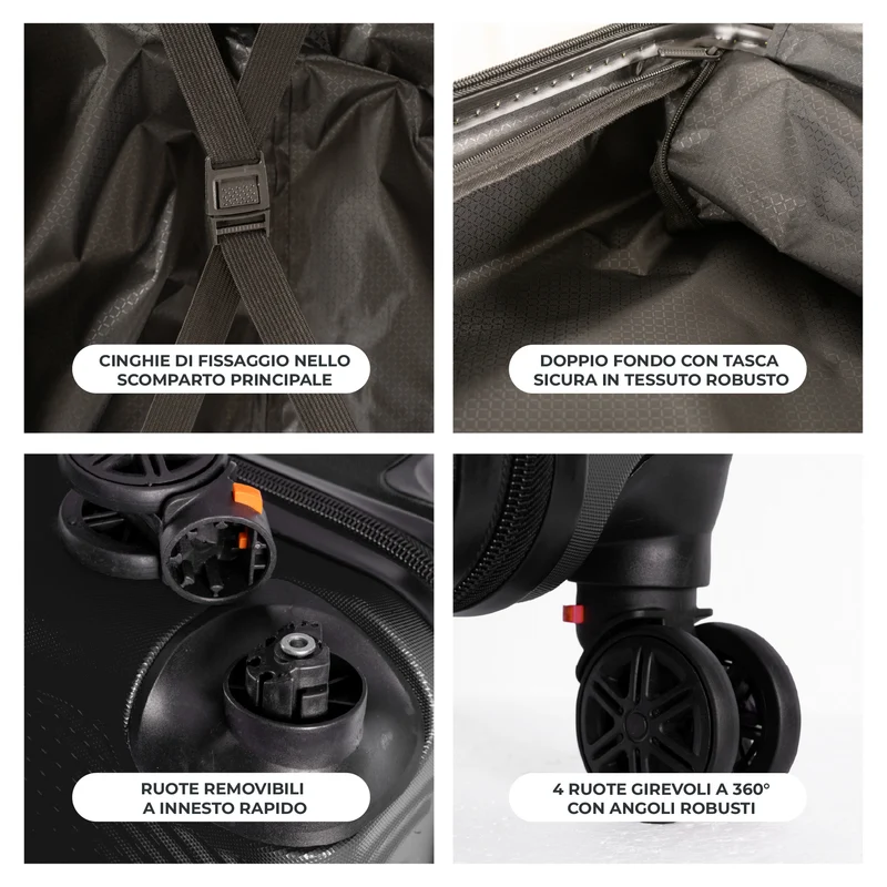 Trolley Bagaglio Mano Rigido Ultraleggero In Abs Con 4 Ruote Il Gruppone