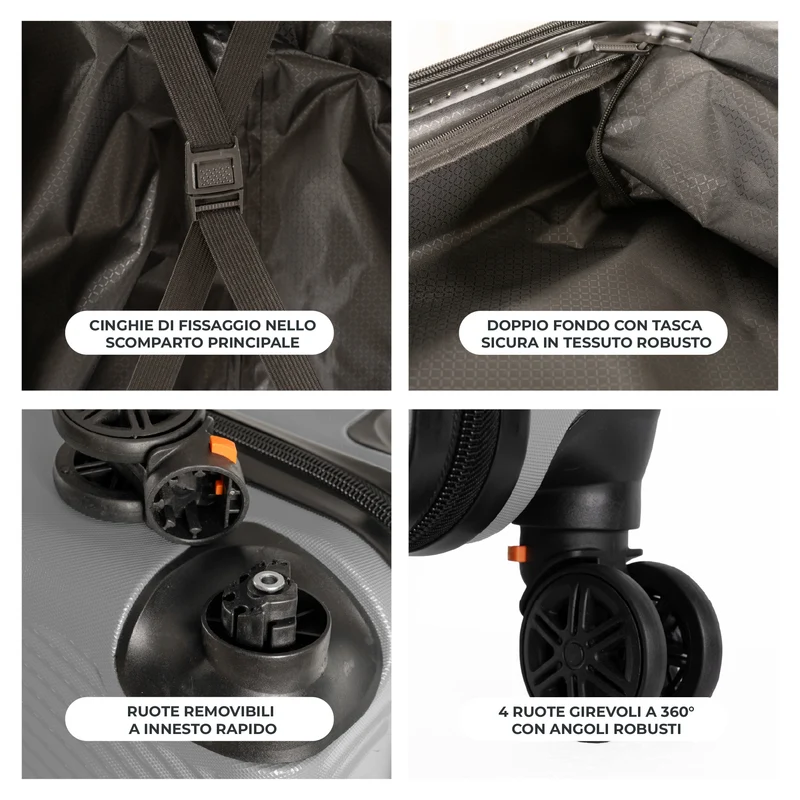 Trolley Bagaglio Mano Rigido Ultraleggero In Abs Con 4 Ruote Il Gruppone