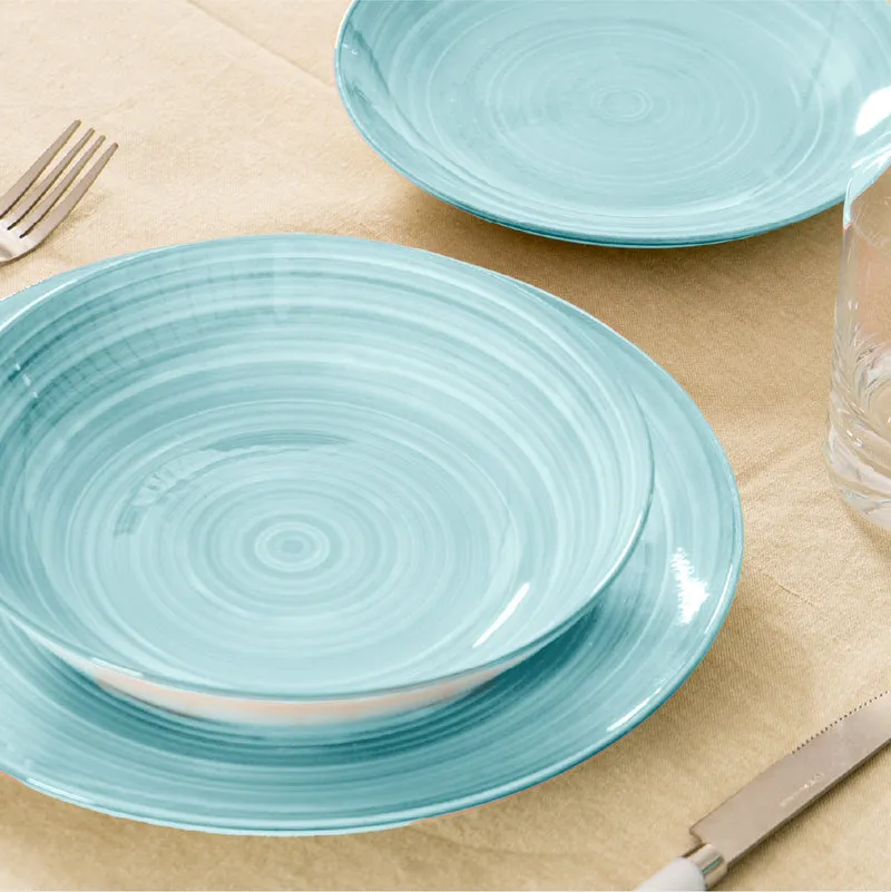 Set 18 Piatti in Porcellana Colorati Servizio Tavola Moderno in 3 Modelli Il Gruppone