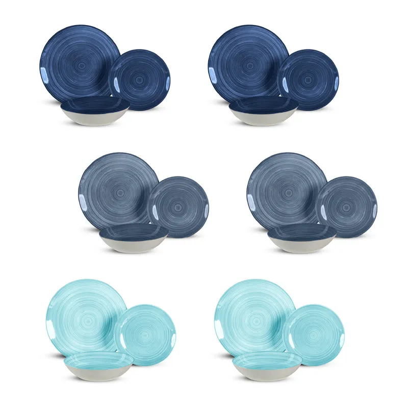 Set 18 Piatti in Porcellana Colorati Servizio Tavola Moderno in 3 Modelli Il Gruppone