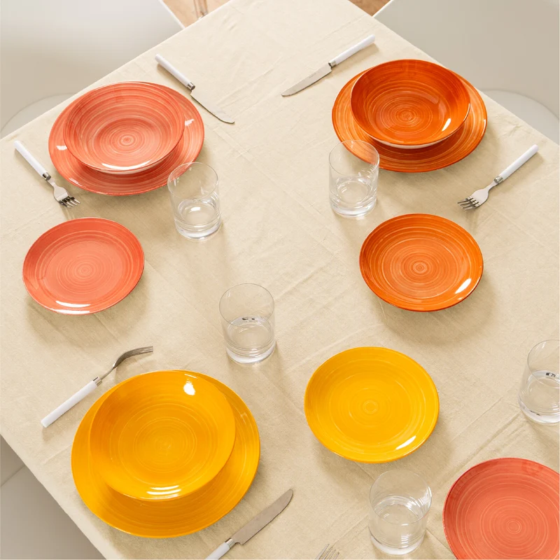 Set 18 Piatti in Porcellana Colorati Servizio Tavola Moderno in 3 Modelli Il Gruppone
