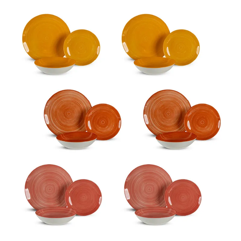 Set 18 Piatti in Porcellana Colorati Servizio Tavola Moderno in 3 Modelli Il Gruppone