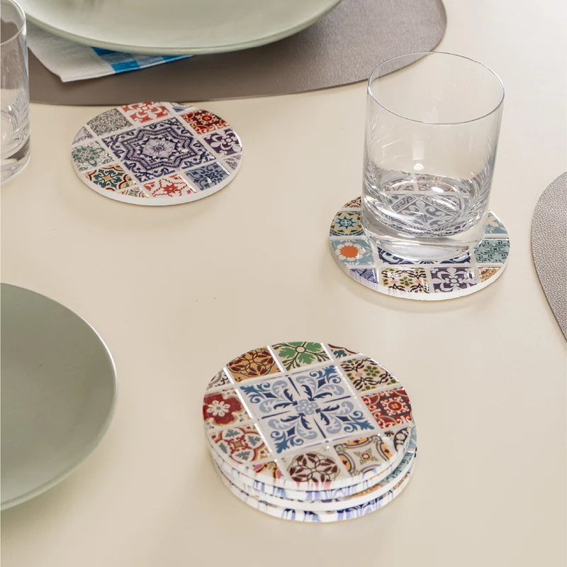 Set 4 Sottobicchieri in Ceramica con Retro in Sughero Antiscivolo, Il Gruppone