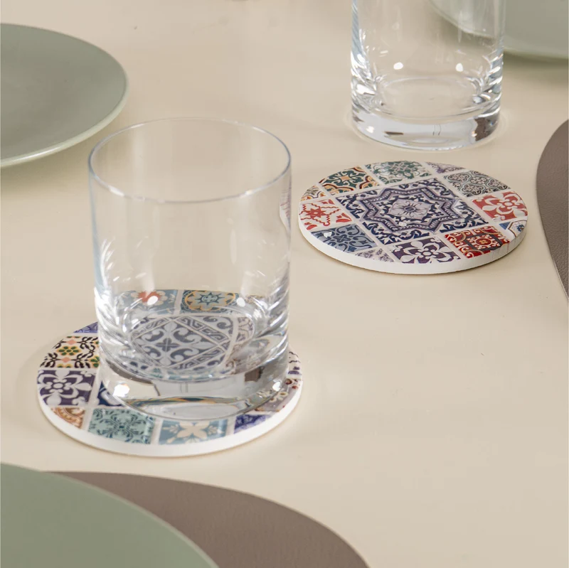 Set 4 Sottobicchieri in Ceramica con Retro in Sughero Antiscivolo, Il Gruppone