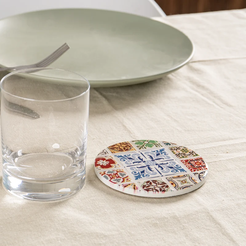 Set 4 Sottobicchieri in Ceramica con Retro in Sughero Antiscivolo, Il Gruppone