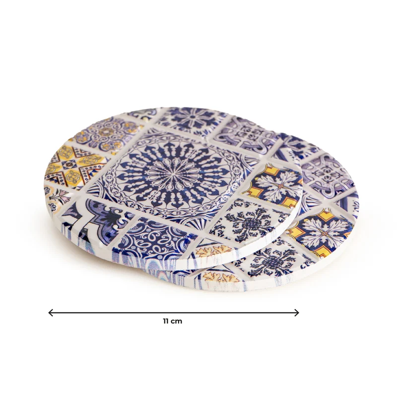 Set 4 Sottobicchieri in Ceramica con Retro in Sughero Antiscivolo, Il Gruppone