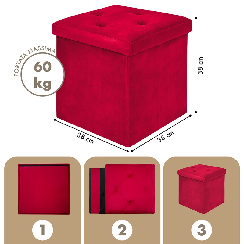 Pouf Contenitore In Velluto Quadrato Moderno Panca Cassapanca Il Gruppone