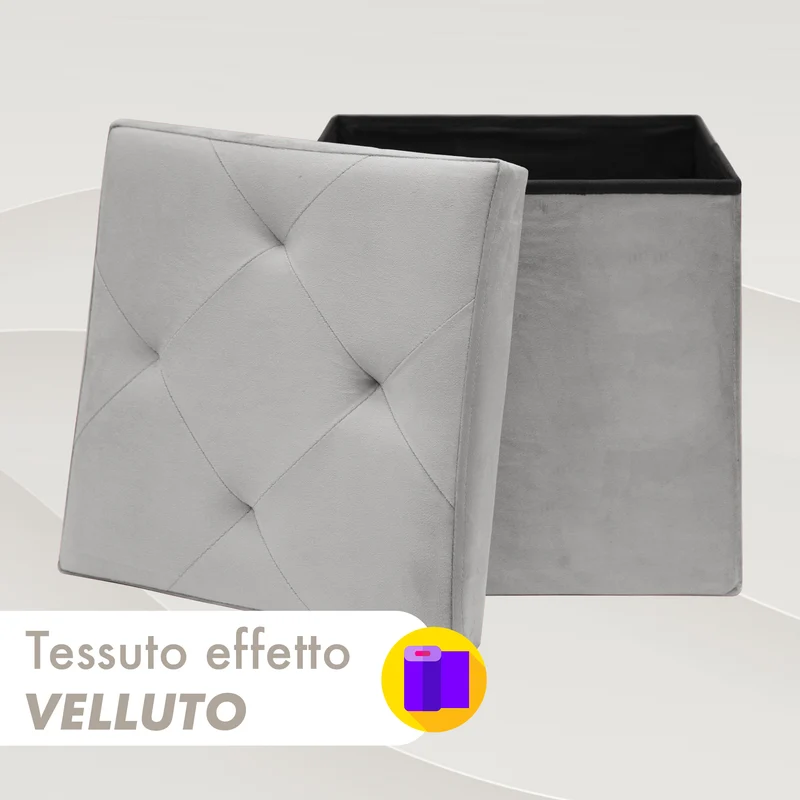 Pouf Contenitore In Velluto Quadrato Moderno Panca Cassapanca Il Gruppone