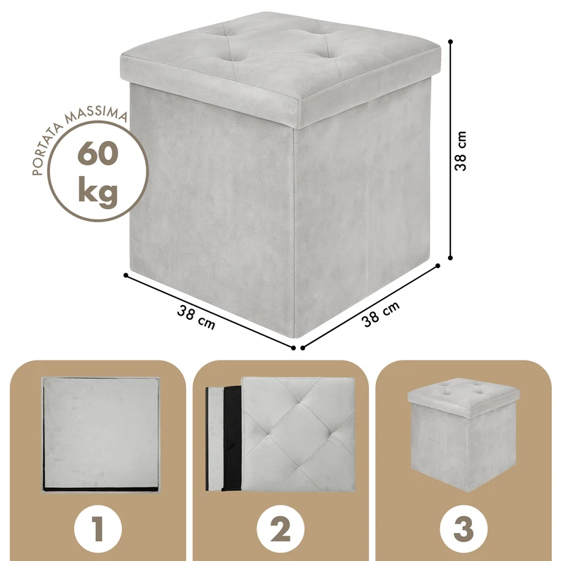 Pouf Contenitore In Velluto Quadrato Moderno Panca Cassapanca Il Gruppone