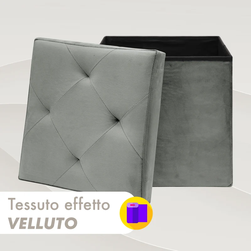 Pouf Contenitore In Velluto Quadrato Moderno Panca Cassapanca Il Gruppone