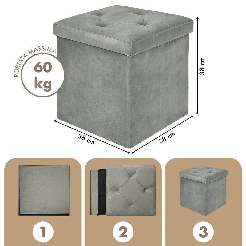 Pouf Contenitore In Velluto Quadrato Moderno Panca Cassapanca Il Gruppone