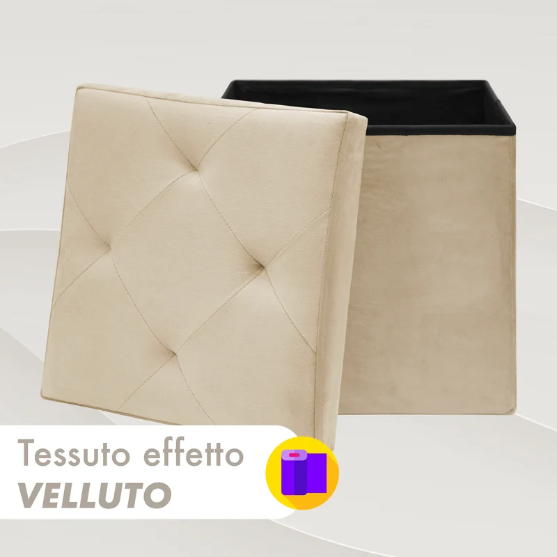 Pouf Contenitore In Velluto Quadrato Moderno Panca Cassapanca Il Gruppone