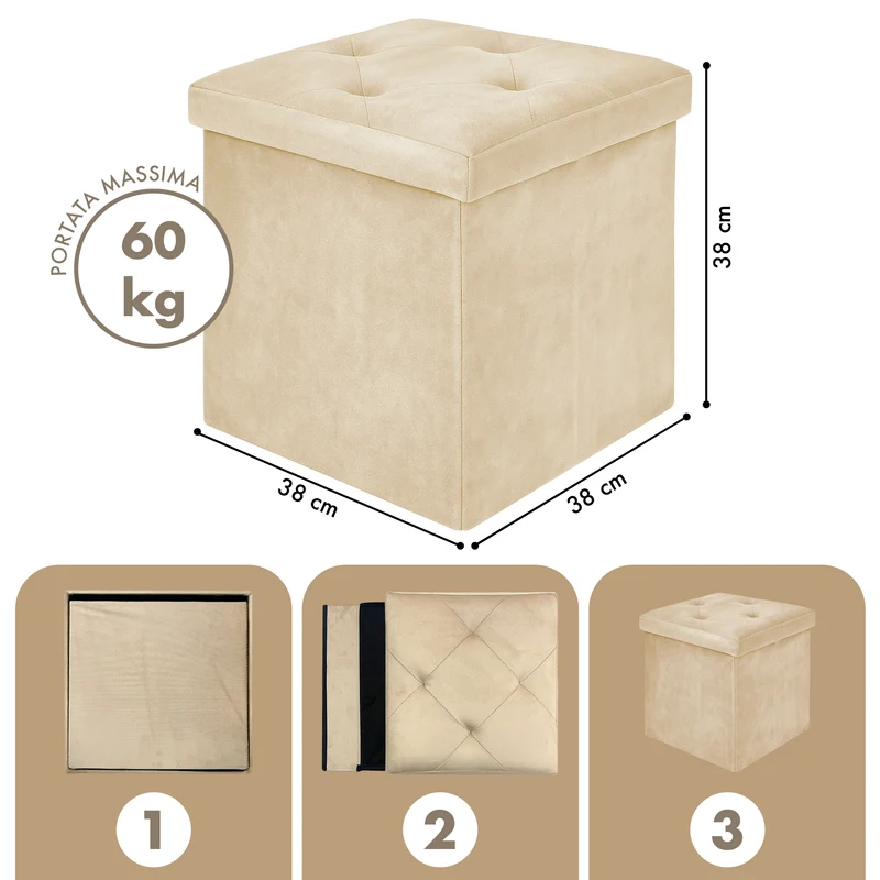 Pouf Contenitore In Velluto Quadrato Moderno Panca Cassapanca Il Gruppone