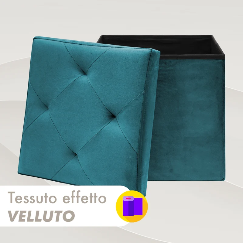 Pouf Contenitore In Velluto Quadrato Moderno Panca Cassapanca Il Gruppone
