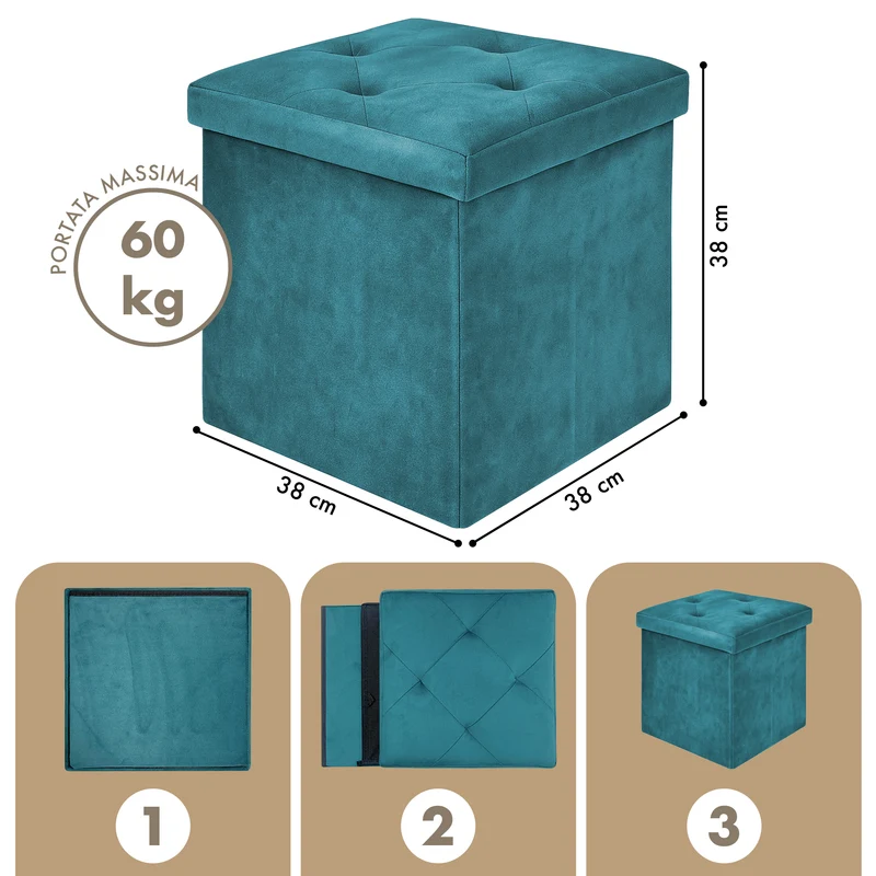 Pouf Contenitore In Velluto Quadrato Moderno Panca Cassapanca Il Gruppone