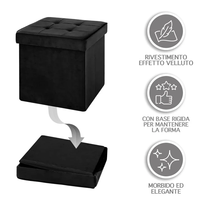 Pouf Contenitore In Velluto Quadrato Moderno Panca Cassapanca Il Gruppone