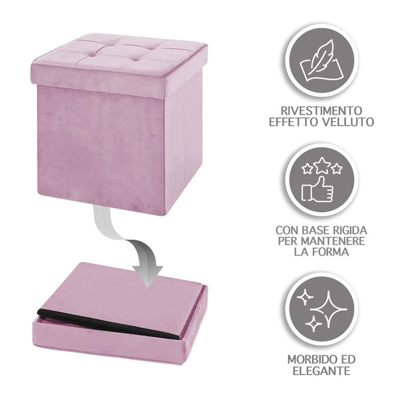 Pouf Contenitore In Velluto Quadrato Moderno Panca Cassapanca Il Gruppone