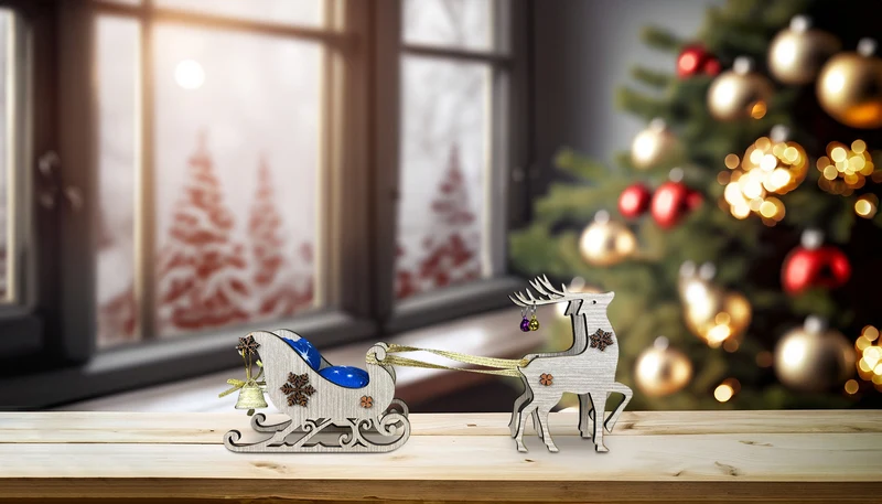 Slitta Di Babbo Natale Realizzata A Mano Soprammobile in legno Fatto a mano Il Gruppone