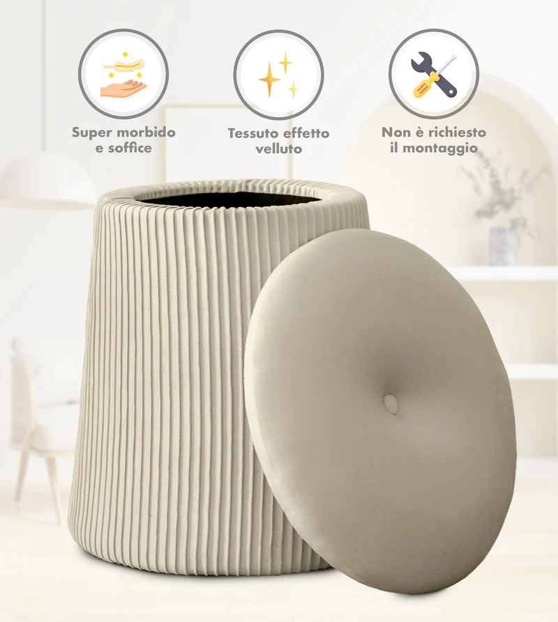 Pouf Contenitore in Velluto a Forma di Fungo Poggiapiedi Il Gruppone
