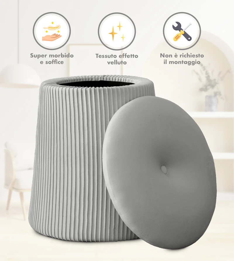 Pouf Contenitore in Velluto a Forma di Fungo Poggiapiedi Il Gruppone