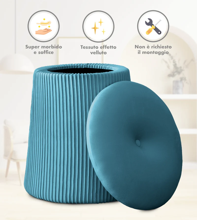 Pouf Contenitore in Velluto a Forma di Fungo Poggiapiedi Il Gruppone