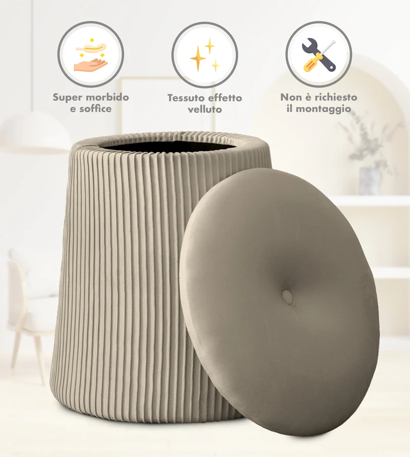 Pouf Contenitore in Velluto a Forma di Fungo Poggiapiedi Il Gruppone