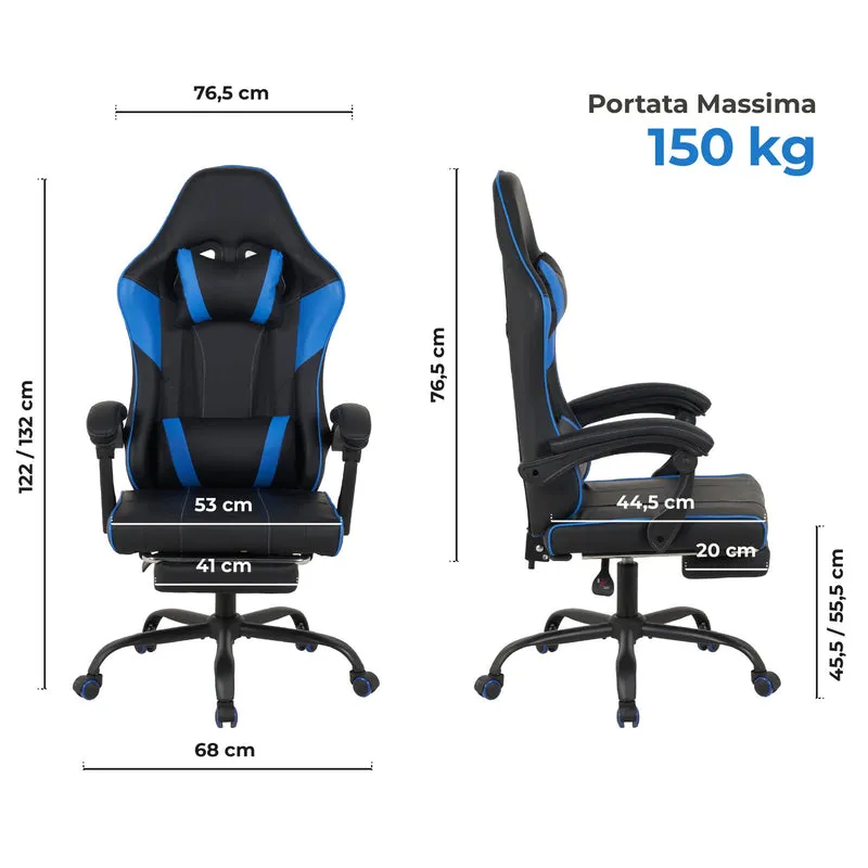 Sedia da Gaming Massaggiante,Sedia Gamer Con Poggiapiedi Il Gruppone