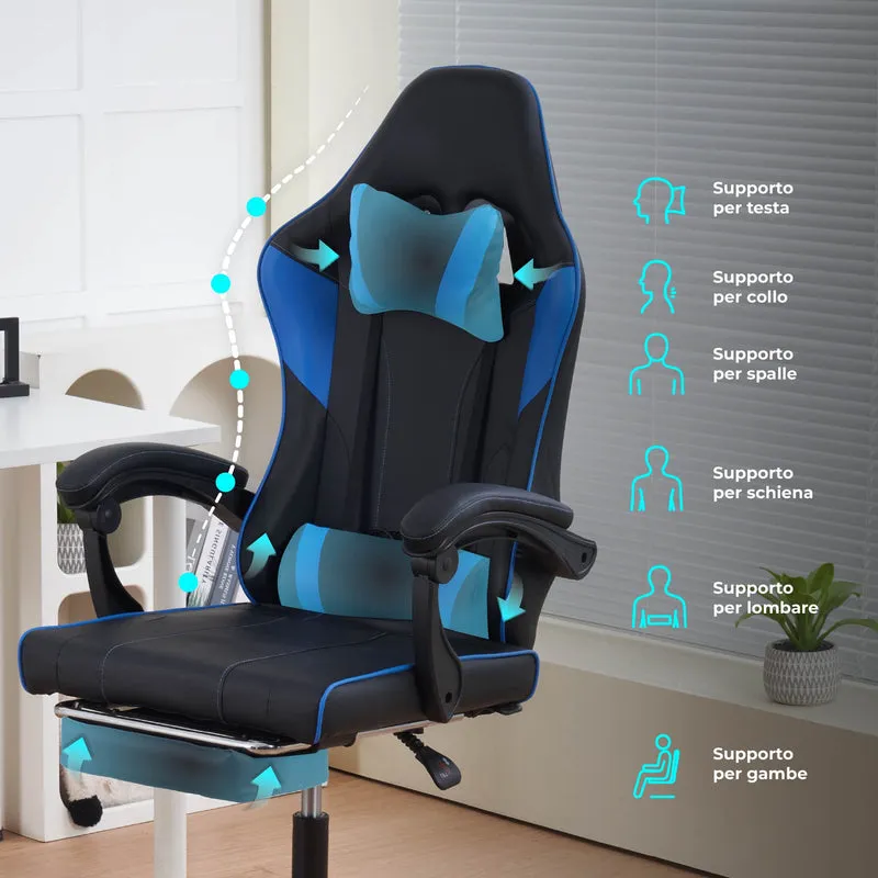 Sedia da Gaming Massaggiante,Sedia Gamer Con Poggiapiedi Il Gruppone