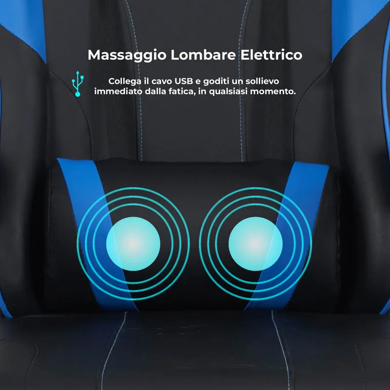 Sedia da Gaming Massaggiante,Sedia Gamer Con Poggiapiedi Il Gruppone