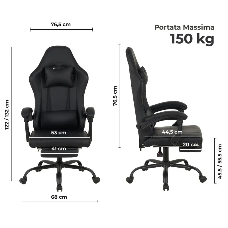 Sedia da Gaming Massaggiante,Sedia Gamer Con Poggiapiedi Il Gruppone