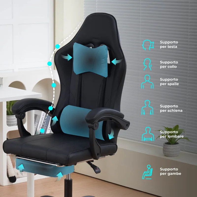 Sedia da Gaming Massaggiante,Sedia Gamer Con Poggiapiedi Il Gruppone