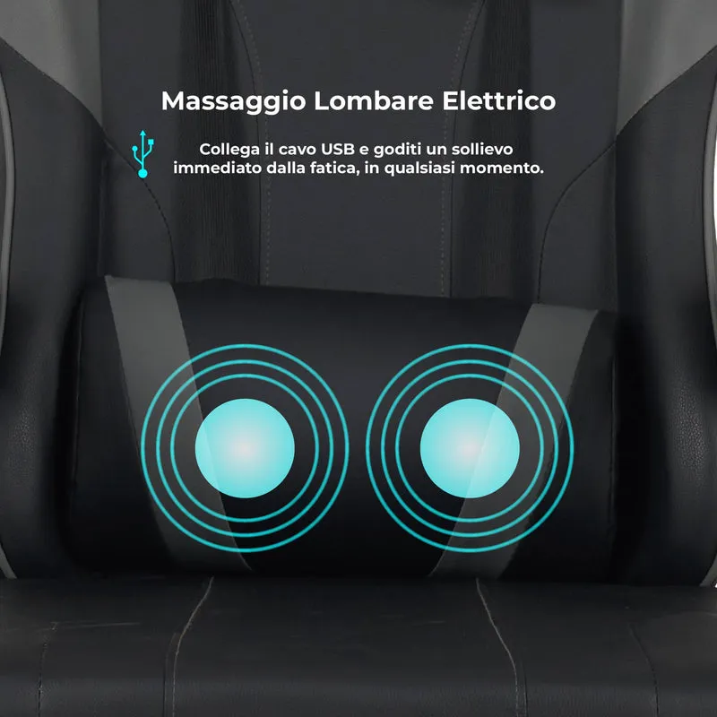 Sedia da Gaming Massaggiante,Sedia Gamer Con Poggiapiedi Il Gruppone