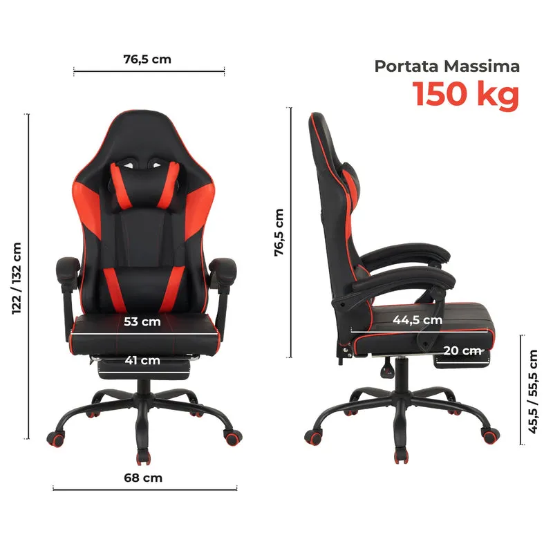 Sedia da Gaming Massaggiante,Sedia Gamer Con Poggiapiedi Il Gruppone