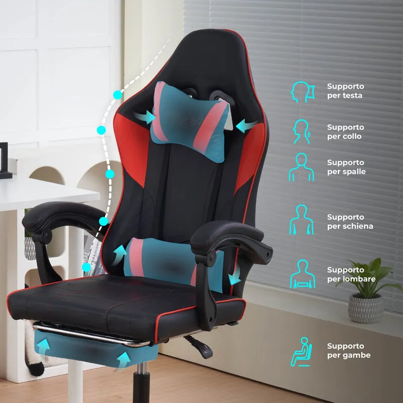 Sedia da Gaming Massaggiante,Sedia Gamer Con Poggiapiedi Il Gruppone