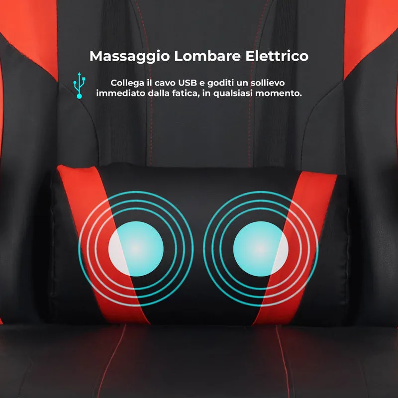 Sedia da Gaming Massaggiante,Sedia Gamer Con Poggiapiedi Il Gruppone
