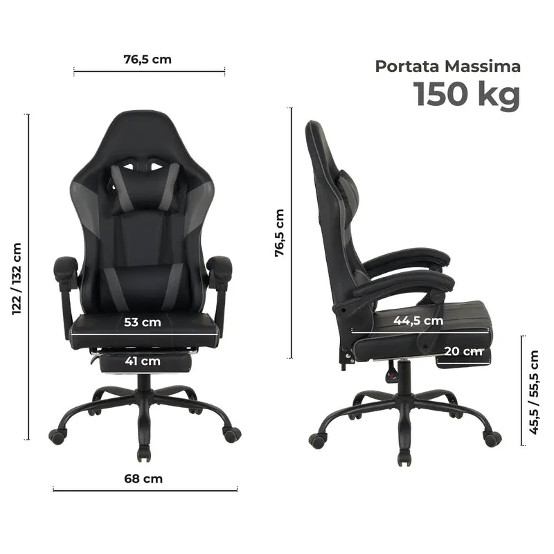 Sedia da Gaming Massaggiante,Sedia Gamer Con Poggiapiedi Il Gruppone