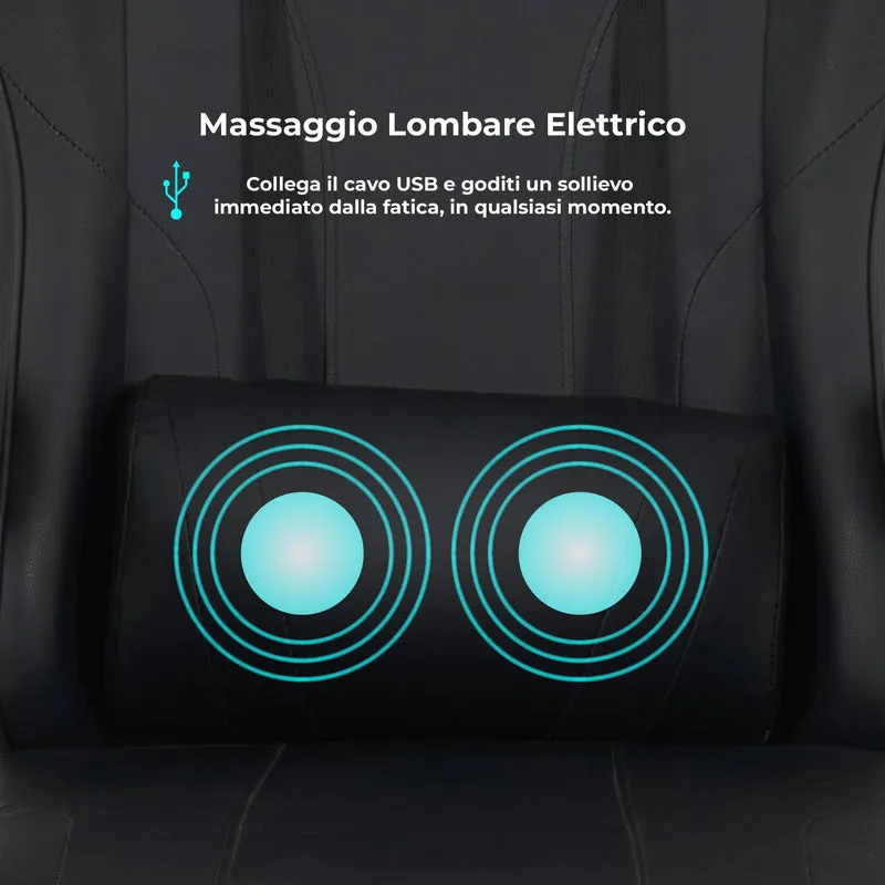 Sedia da Gaming Massaggiante,Sedia Gamer Con Poggiapiedi Il Gruppone