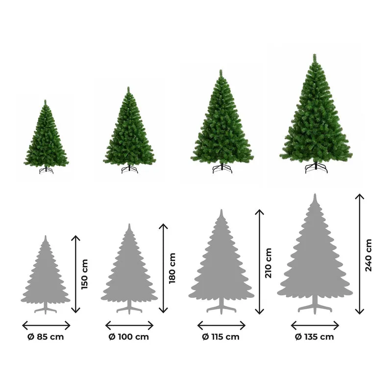 Albero di Natale Verde Artificiale Realistico Rami Folti Modellabili in PVC con Base in Acciaio Facile da Montare