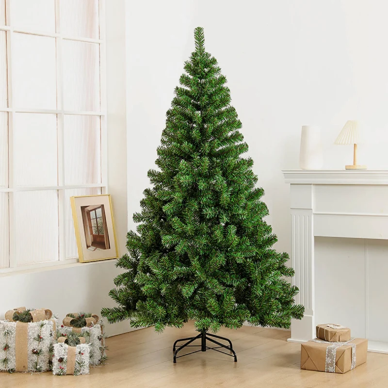 Albero di Natale Verde Artificiale Realistico Rami Folti Modellabili in PVC con Base in Acciaio Facile da Montare